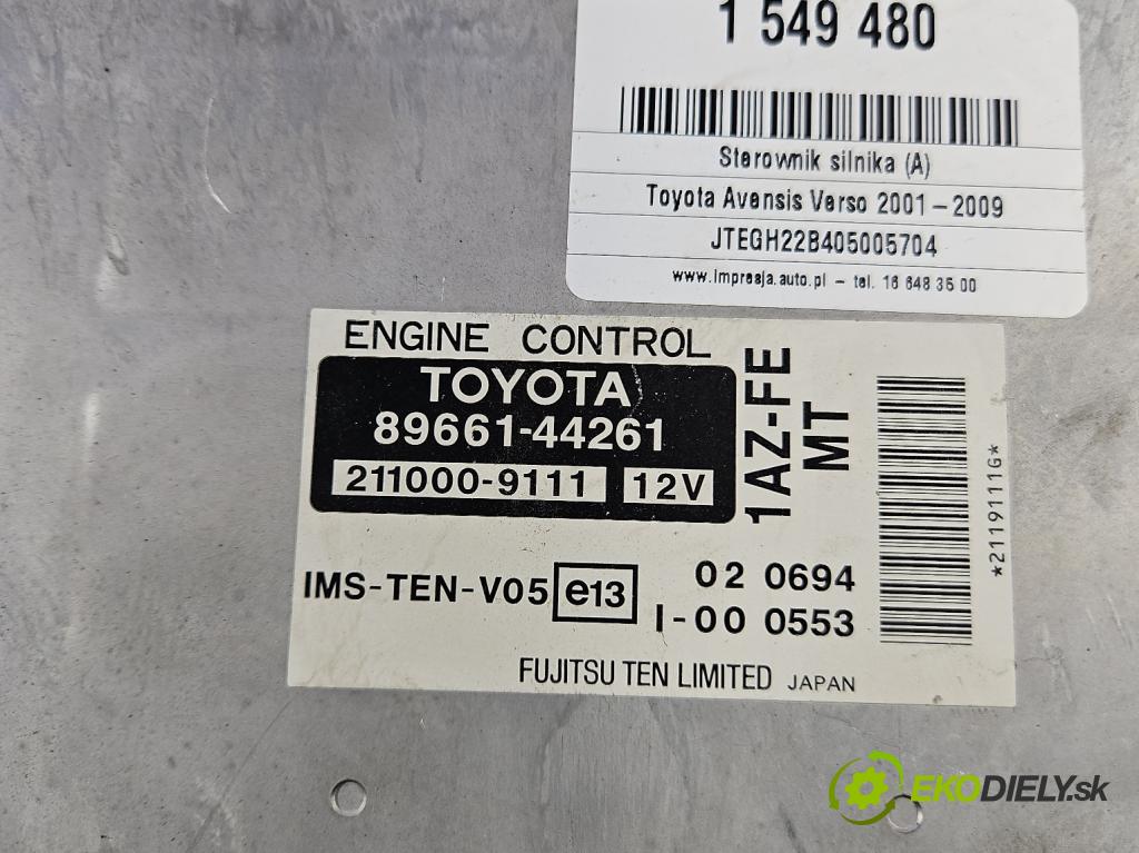 Toyota Avensis Verso 2001-2009 2.0 vvti 150 HP manual 110 kW 1998 cm3 5- riadiaca jednotka motora 89661-44261