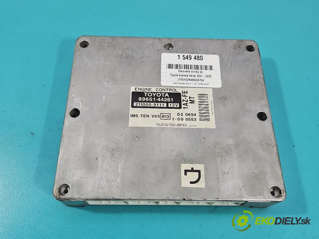 Toyota Avensis Verso 2001-2009 2.0 vvti 150 HP manual 110 kW 1998 cm3 5- riadiaca jednotka motora 89661-44261