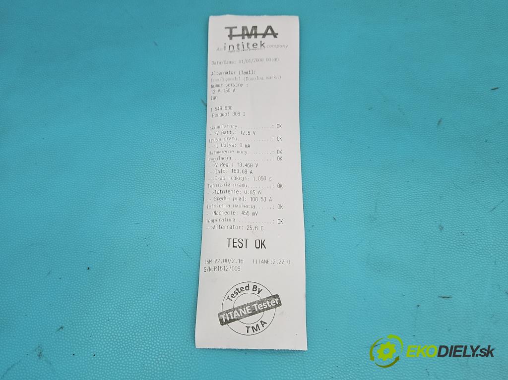 Peugeot 308 I 2007-2013 1.6 hdi 90 hp manual 66 kW 1560 cm3 5- Alternator  (Alternátor)