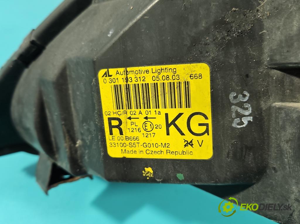 Honda Civic VII 2000-2006 1.6 16V 110 HP manual 81 kW 1590 cm3 3- Reflektor: pravý 0301193312 (Svetlo predné pravé)