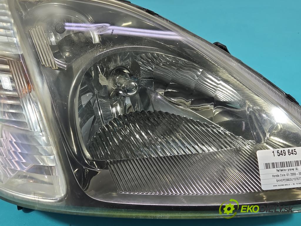 Honda Civic VII 2000-2006 1.6 16V 110 HP manual 81 kW 1590 cm3 3- Reflektor: pravý 0301193312 (Svetlo predné pravé)