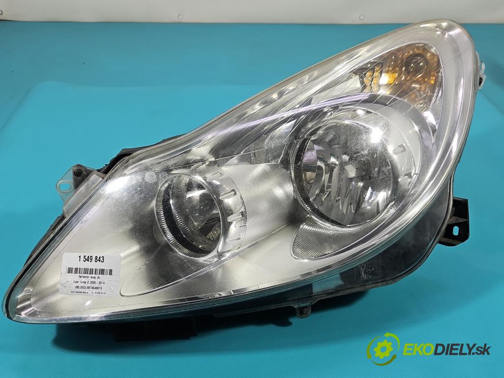 Opel Corsa D 2006-2014 1.2 16V Z12XE 80 HP manual 59 kW 1229 cm3 5- Reflektor: ľavý 89313299 (Kľučka dverí ostatné)