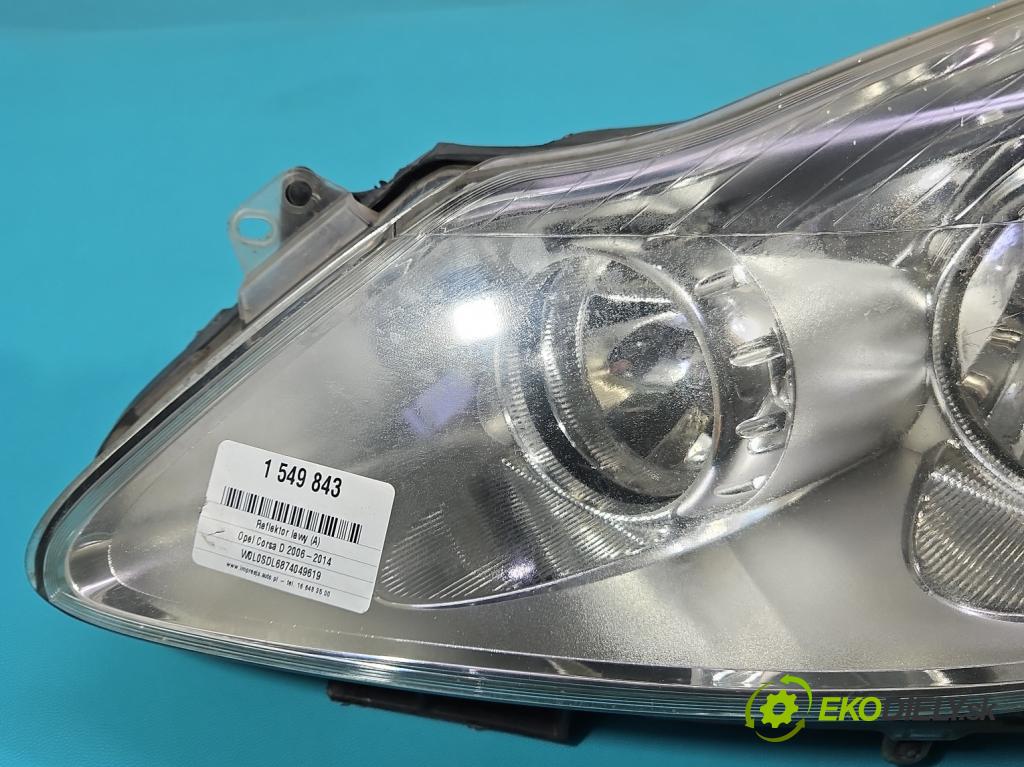 Opel Corsa D 2006-2014 1.2 16V Z12XE 80 HP manual 59 kW 1229 cm3 5- Reflektor: ľavý 89313299 (Kľučka dverí ostatné)
