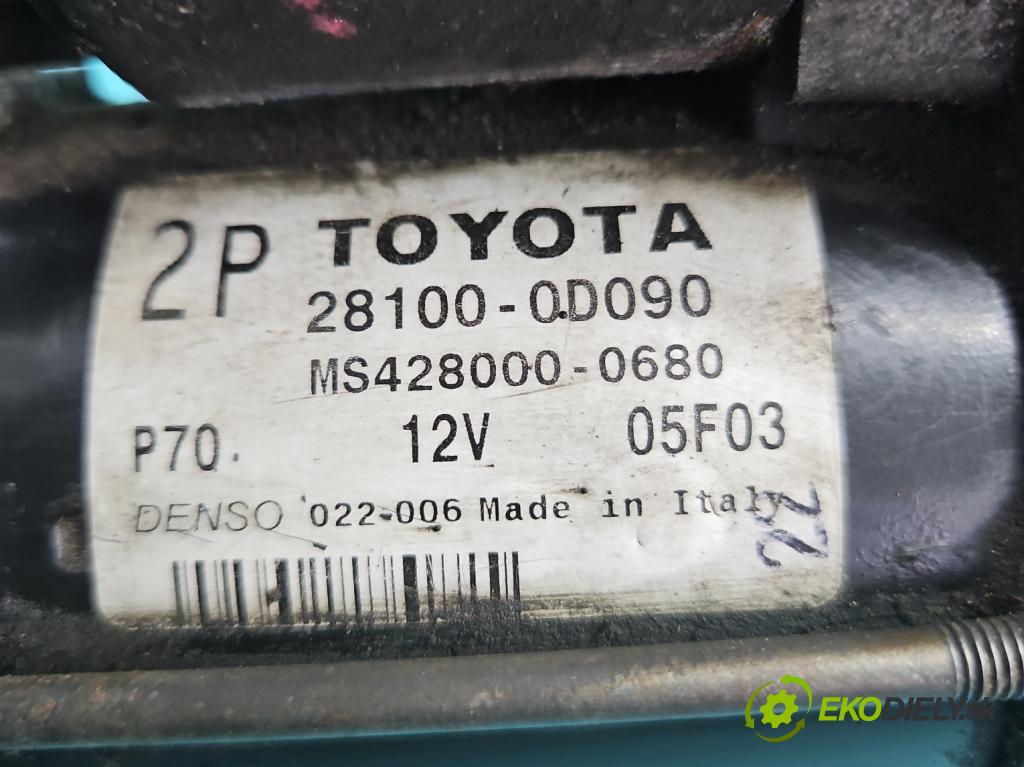 Toyota Avensis II T25 2003-2008 1.8 vvti 129 HP manual 95 kW 1794 cm3 5- štartér 28100-0D090 (Štartér)