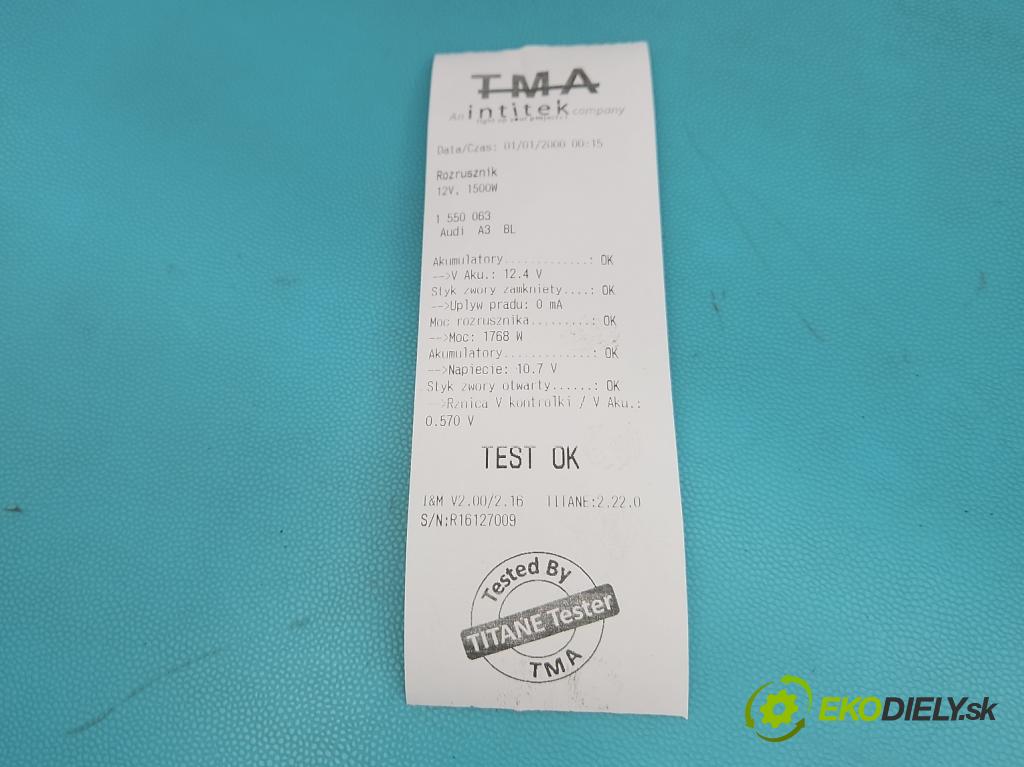 Audi A3 8L 1996-2003 1.9 tdi 90 HP manual 66 kW 1896 cm3 5- štartér 02A911024B (Štartér)