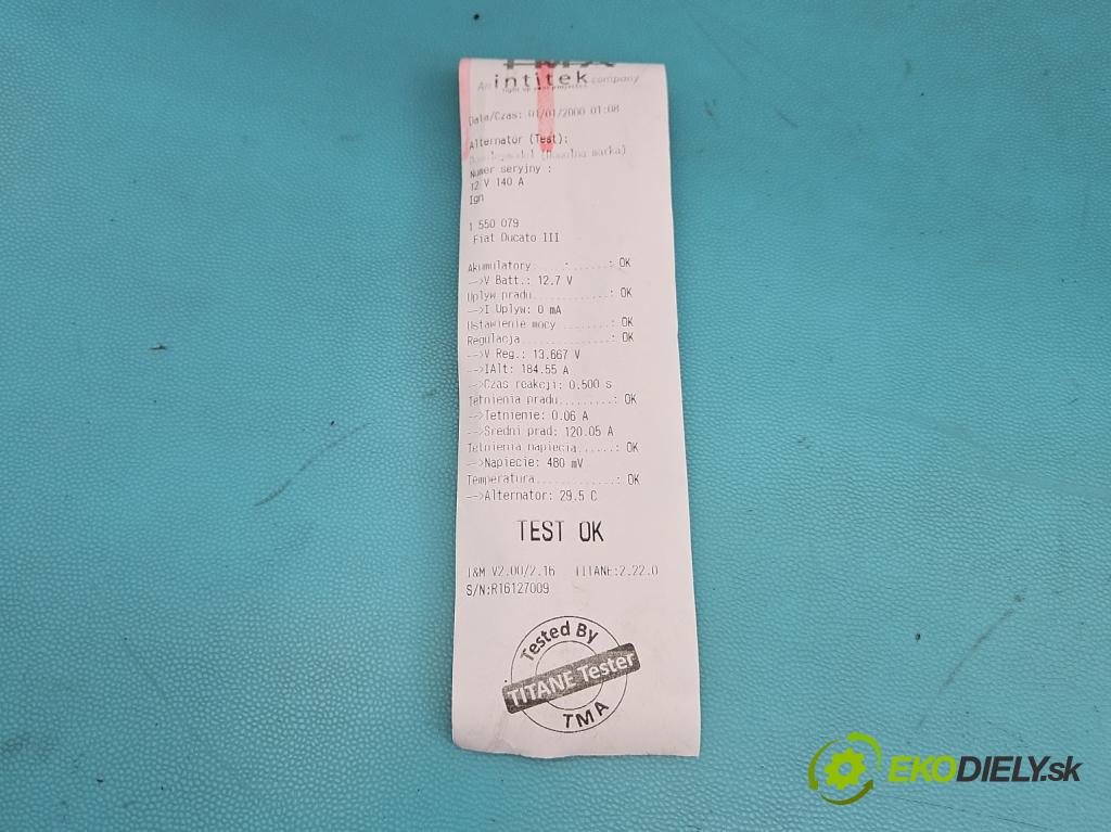 Fiat Ducato III 2006-2014 2.3 jtd 120 hp manual 88 kW 2287 cm3 5- Alternator 0124525020 (Alternátor)