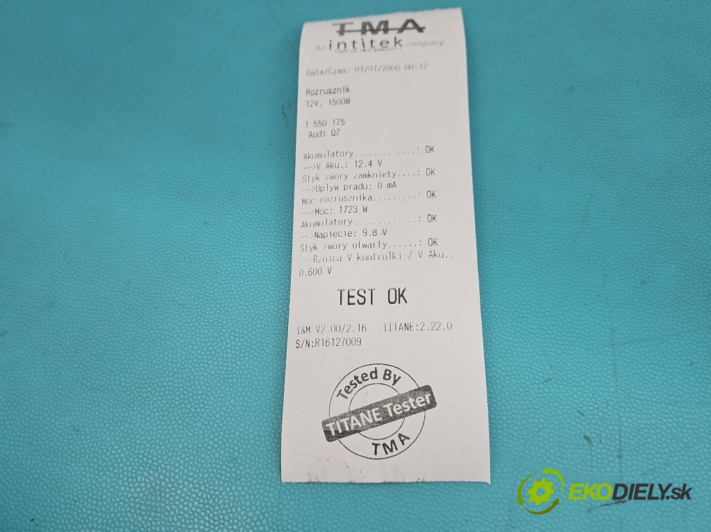 Audi Q7 2005-2015 4.2 TDI 326KM automatic 240 kW 4134 cm3 5- startér: 0001223018 (Startér)