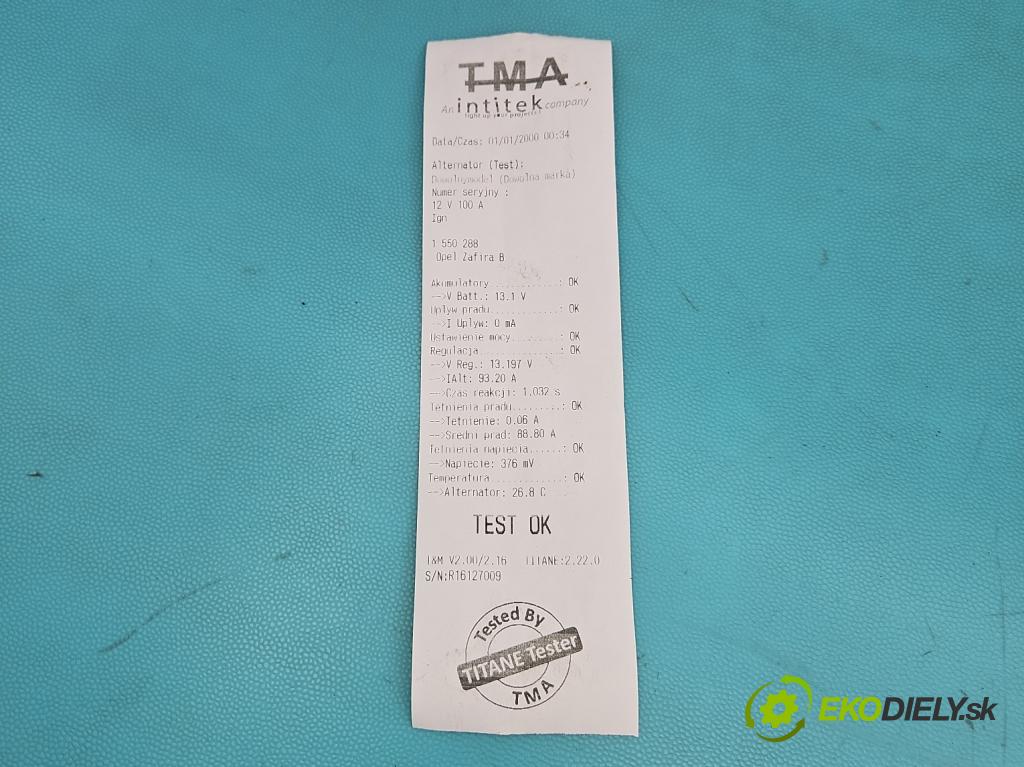 Opel Zafira B 2005-2014 1.7 cdti 125 hp manual 92 kW 1686 cm3 5- Alternator  (Alternátor)