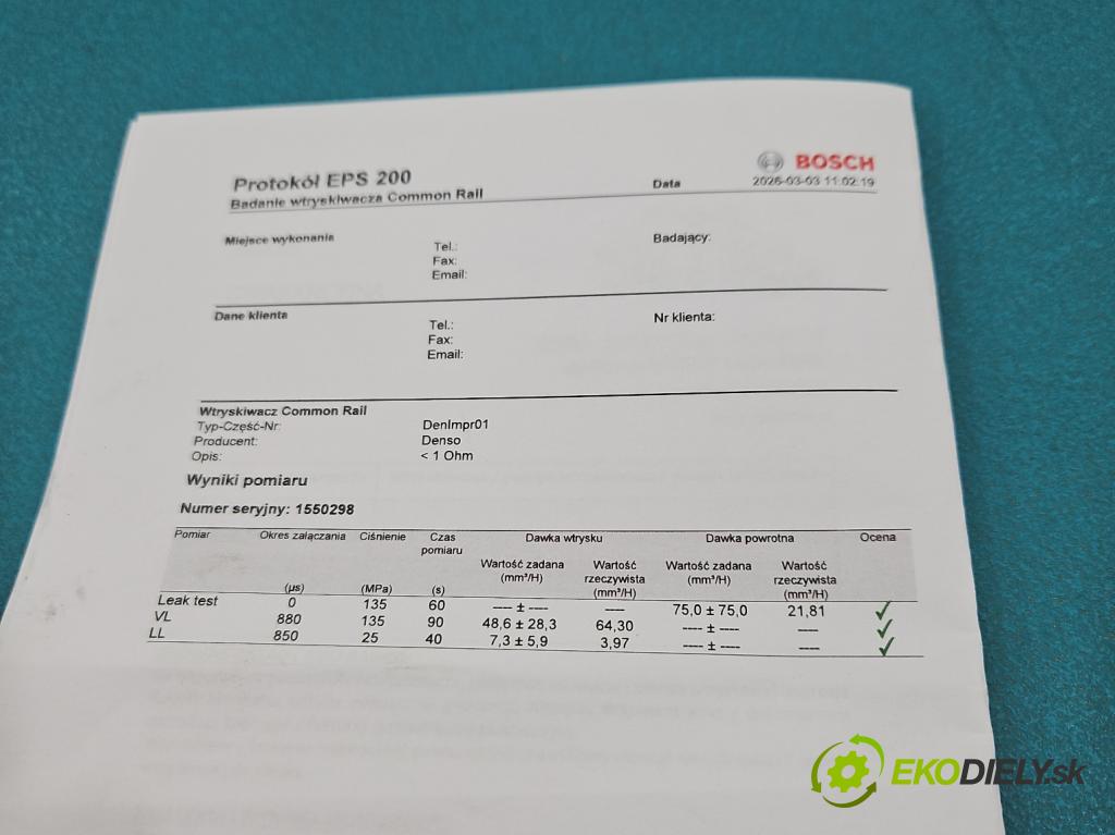 Opel Zafira B 2005-2014 1.7 cdti 125 HP manual 92 kW 1686 cm3 5- vstrek 8-97376270-3 (Vstrekovač paliva)