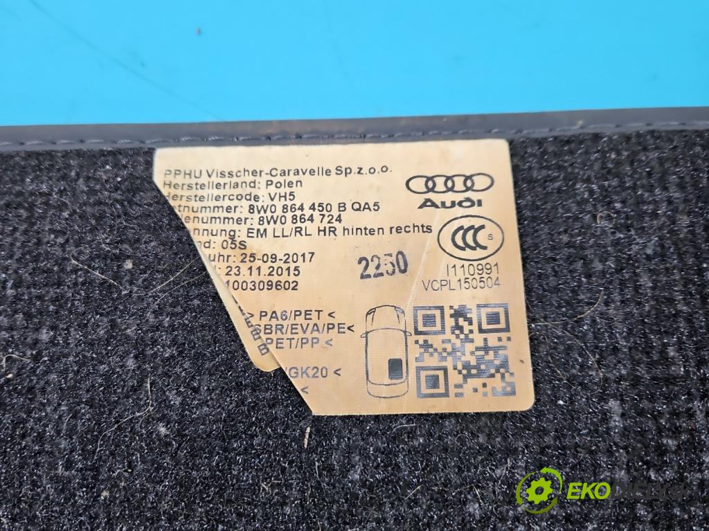 Audi A4 B9 2015-2024 2.0 TFSI 252KM automatic 185 kW 1984 cm3 4- Koberce: 8W0864450B