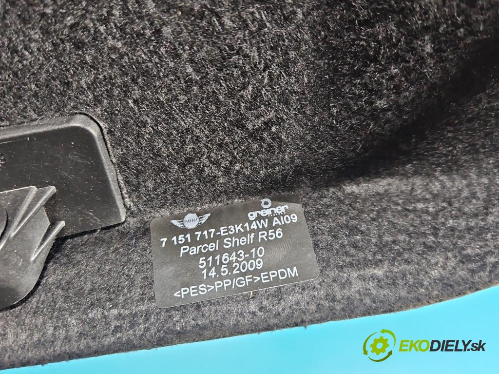 Mini One II 2006-2013 1.6 16V 120 HP manual 88 kW 1598 cm3 3- zadná 7151717 (Pláto kufra)