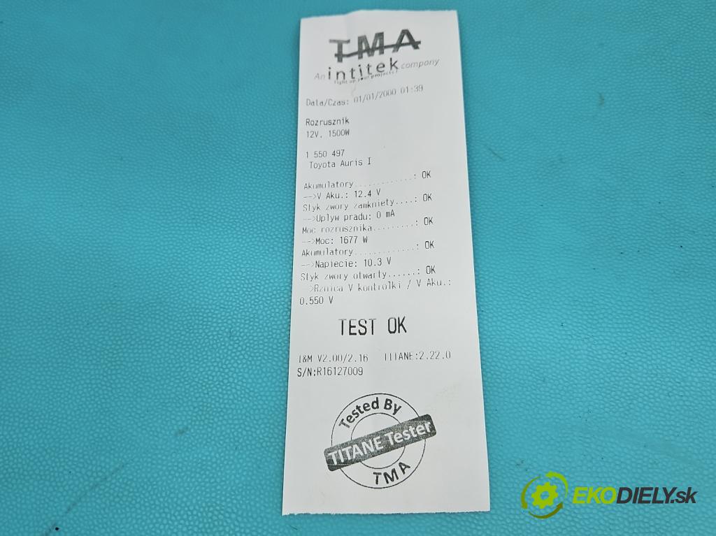 Toyota Auris I 2006-2013 2.0 D4D 126 HP manual 93 kW 1998 cm3 5- štartér 28100-0R010 (Štartér)