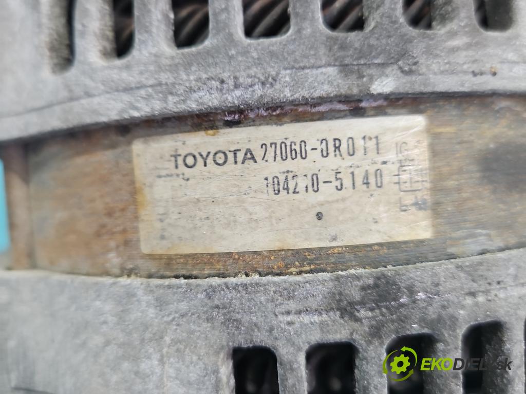 Toyota Auris I 2006-2013 2.0 D4D 126 HP manual 93 kW 1998 cm3 5- Alternator 27060-0R011 (Alternátor)