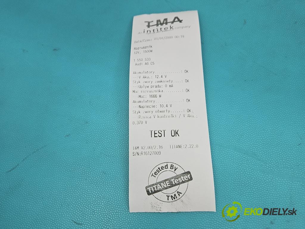 Audi A6 C5 1997-2004 1.9 tdi 110 HP manual 81 kW 1896 cm3 4- štartér 068911024E (Štartér)