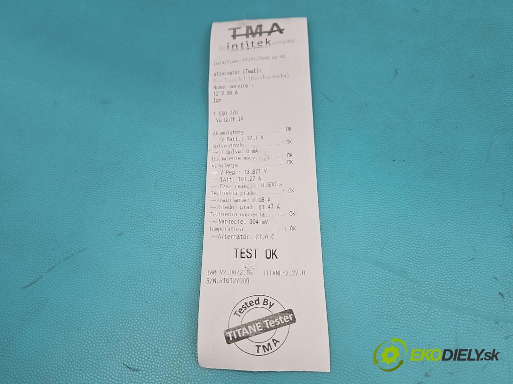 Vw Golf IV 1997-2003 1.4b: 75 HP manual 55 kW 1390 cm3 3- Alternator 028903028D (Alternátor)