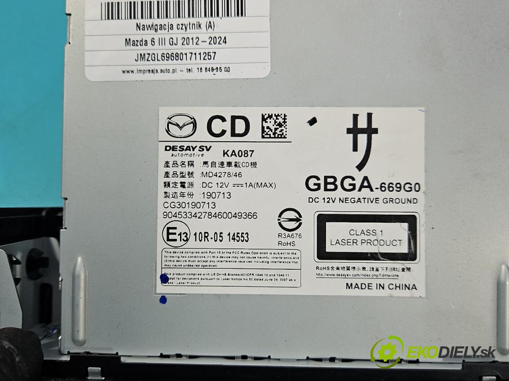 Mazda 6 III GJ 2012-2024 2.0 16V 145 hp automatic 107 kW 1998 cm3 5- Navigace: čtečka GBGA-669G0