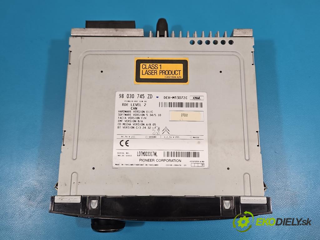 Peugeot 208 I 2012-2019 1.2 12V 82 HP manual 60 kW 1199 cm3 5- Radio originál 98030745ZD