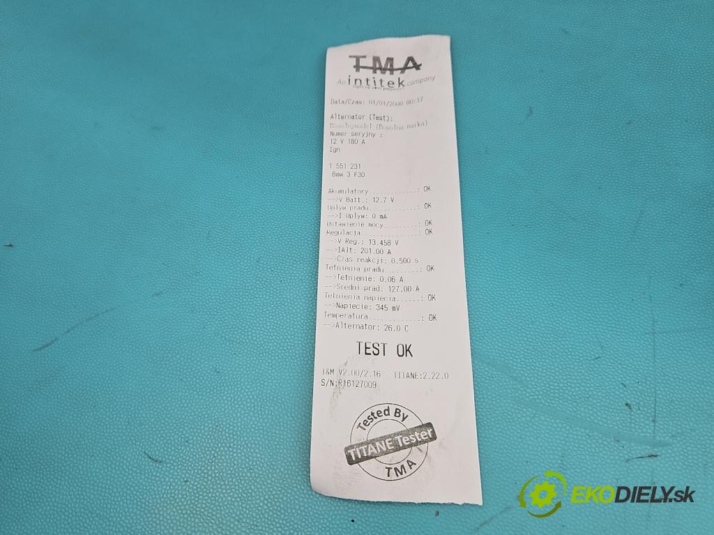 Bmw 3 F30 2011-2018 2.0d 184hp manual 135 kW 1995 cm3 5- Alternator 8578608 (Alternátor)