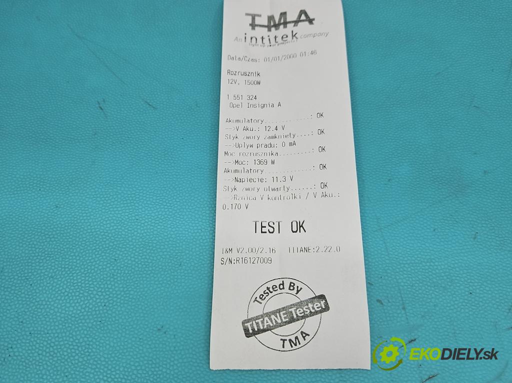 Opel Insignia A 2008-2017 2.0 cdti 131 HP manual 96 kW 1956 cm3 5- štartér 0001148004 (Štartér)