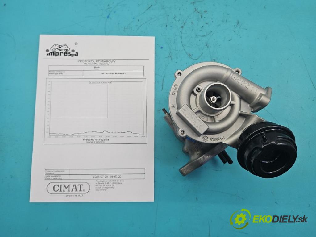 Opel Meriva B 2010-2017 1.3 cdti 75 hp manual 55 kW 1248 cm3 5- Turbodmychadlo repasováno 799171-2