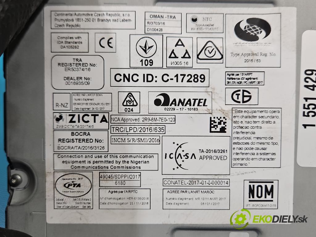Peugeot 308 II 2013-2021 1.2 12V 110 HP manual 81 kW 1199 cm3 5- Radio originál 9821908980
