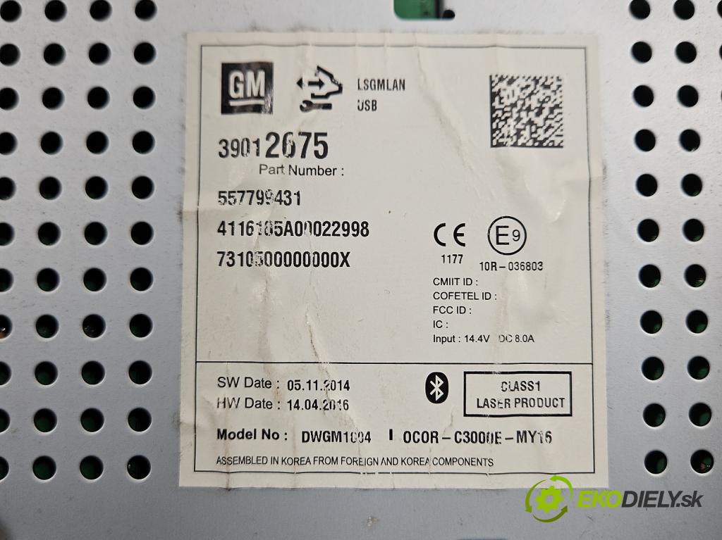 Opel Corsa E 2014-2019 1.4 16V 90 HP manual 66 kW 1398 cm3 5- Radio originál 39012675