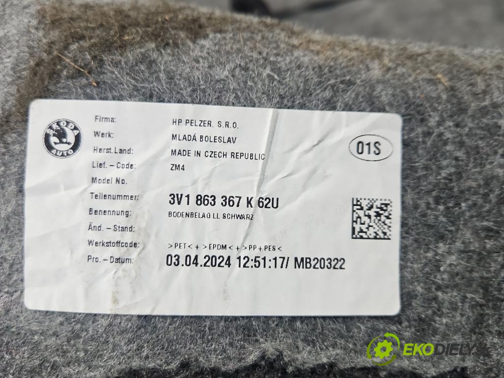 Skoda Superb III 2015-2024 2.0 tdi 150 hp automatic 110 kW 1968 cm3 5- koberec do auta 3V1863367K