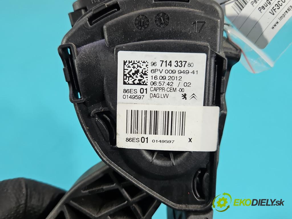 Peugeot 208 I 2012-2019 1.2 12V 82 HP manual 60 kW 1199 cm3 5- pedal plyn potenciometr: 9671433780