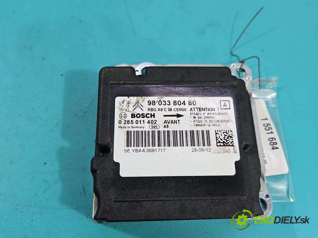 Peugeot 208 I 2012-2019 1.2 12V 82 HP manual 60 kW 1199 cm3 5- riadiaca jednotka vankúše: 9803380480