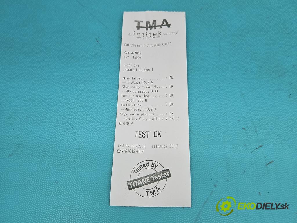 Hyundai Tucson I 2004-2009 2.0 crdi 136 HP manual 100 kW 1991 cm3 5- štartér 36100-27010 (Štartér)