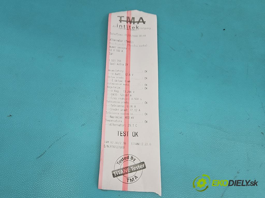 Opel Astra IV 2009-2015 1.6 16V 116 HP manual 85 kW 1598 cm3 5- Alternator (Alternátor)