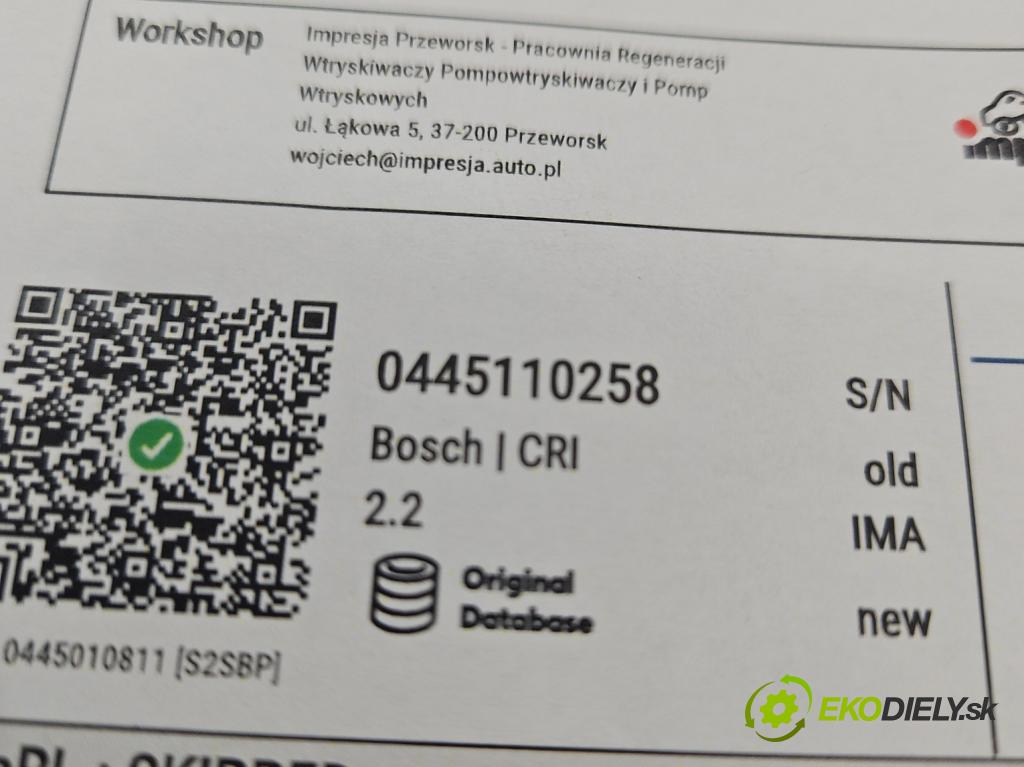 Hyundai Tucson I 2004-2009 2.0 crdi 136hp manual 100 kW 1991 cm3 5- vstřikovač 0445110258 (Vstřikovač paliva)