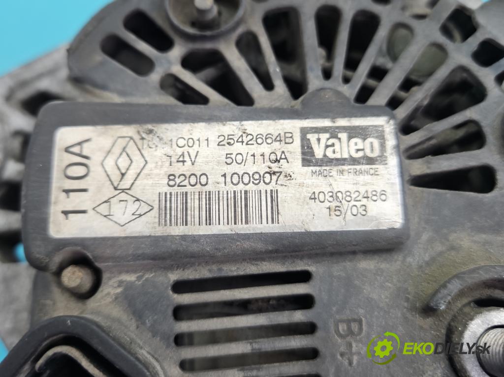 Renault Megane II 2003-2008 1.6 16V 113 HP manual 83 kW 1598 cm3 3- Alternator 8200100907 (Alternátor)