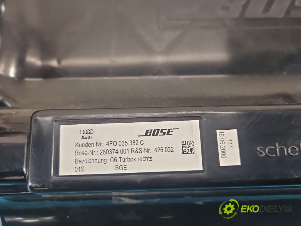 Audi A6 C6 2004-2011 3.0 tdi 232KM automatic 171 kW 2967 cm3 5- Subwoofer: 4F0035382C (Audio zariadenie)