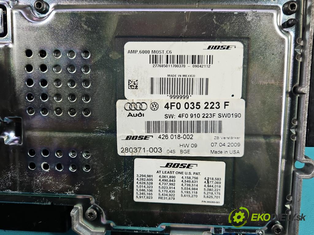 Audi A6 C6 2004-2011 3.0 tdi 232KM automatic 171 kW 2967 cm3 5- Zesilovač: 4F0035223F (Zosilňovač)