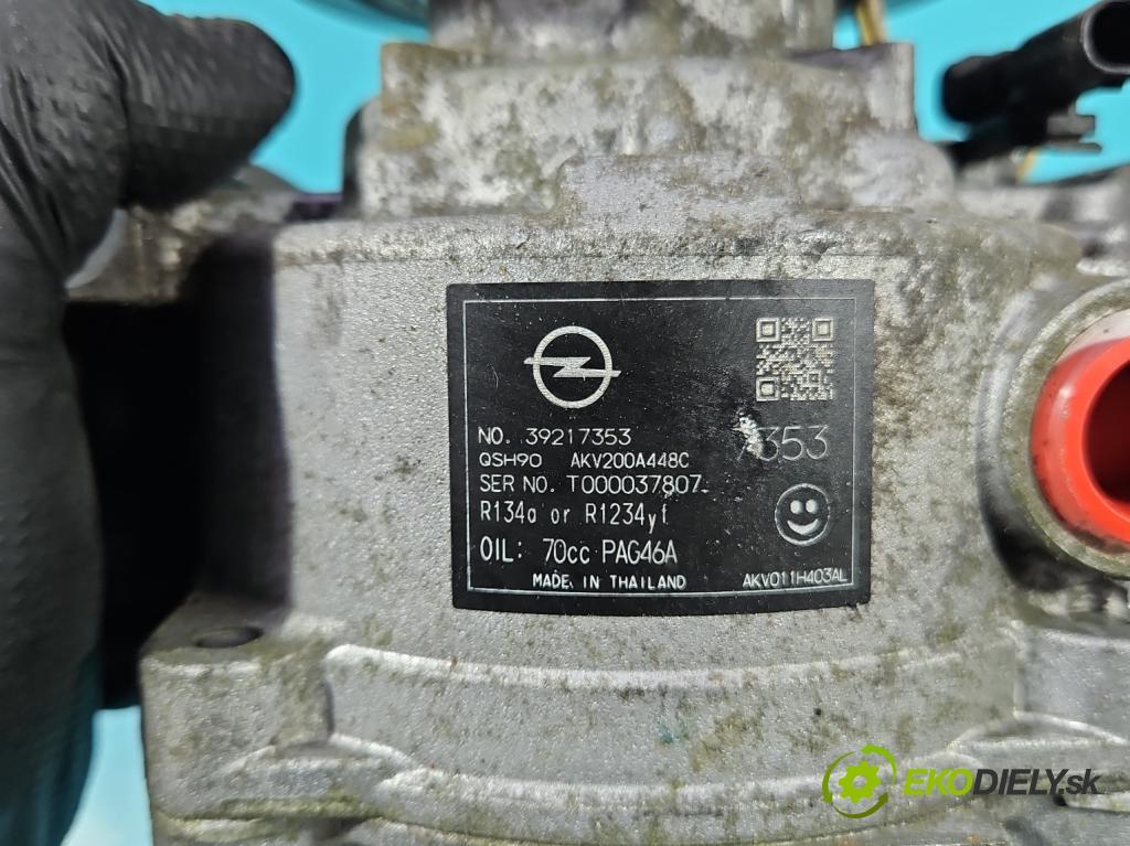 Opel Astra V  2015-2022 1.5 cdti 122 hp manual 90 kW 1496 cm3 5- Kompresor: klíma 39217353 (Kompresor klimatizace)