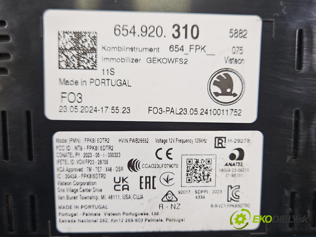 Skoda Kamiq 1.0 TSI 116 HP automatic 85 kW 999 cm3 5- prístrojovka/ budíky 654920310 (Prístrojová doska)