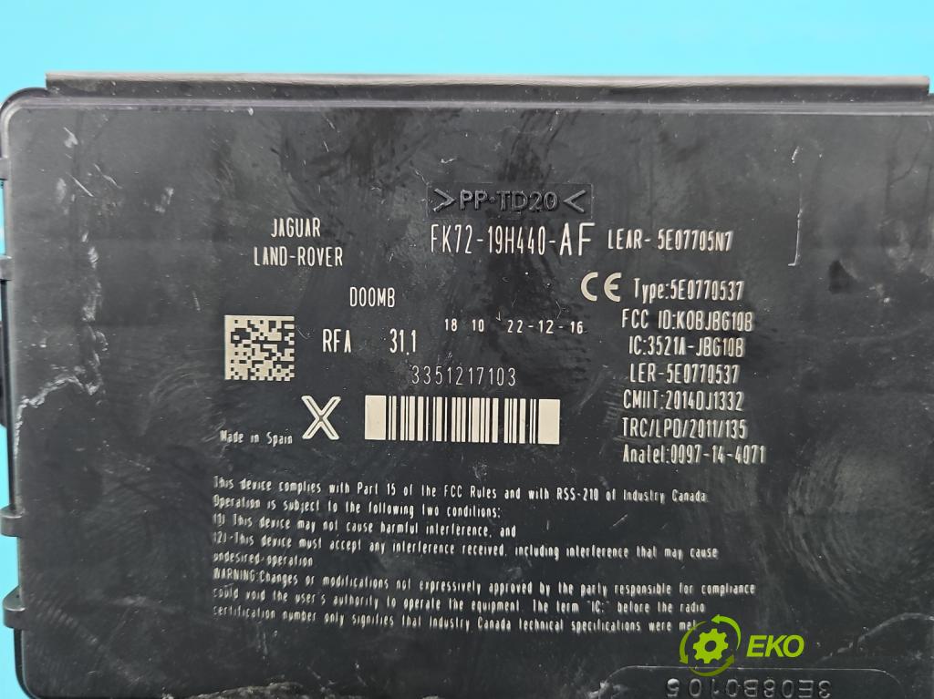 Land rover Discovery Sport 2014-2019 L550 2.0d 150 HP automatic 110 kW 1999 cm3 5- riadiaca jednotka ostatné FK72-19H440-AF