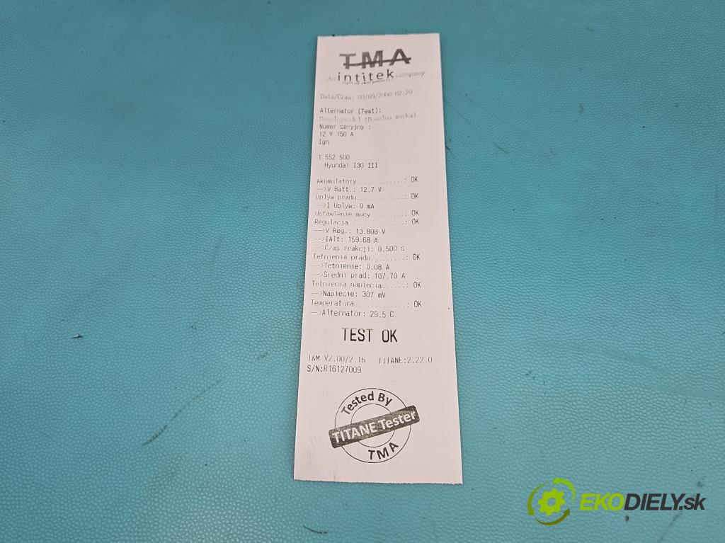 Hyundai I30 III 2016- 2.0 16V 280KM automatic 206 kW 1998 cm3 5- Alternator 37300-2GPD0 (Alternátor)