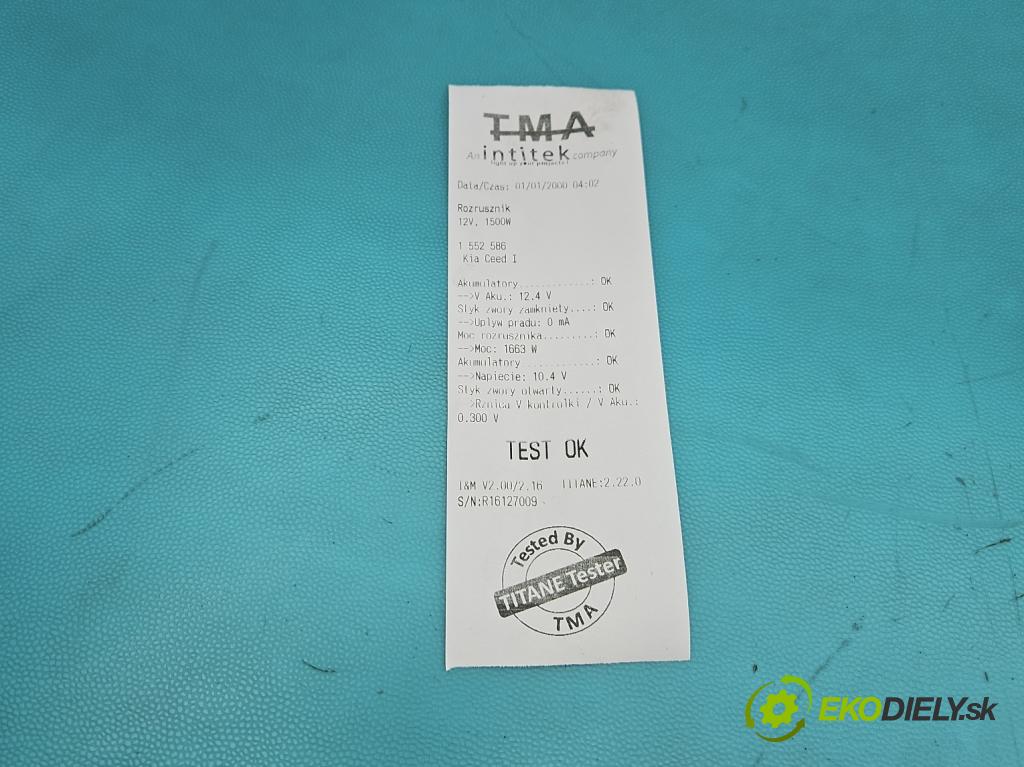 Kia Ceed I 2006-2012 2.0 crdi 140 hp manual 103 kW 1991 cm3 5- startér:  (Startér)