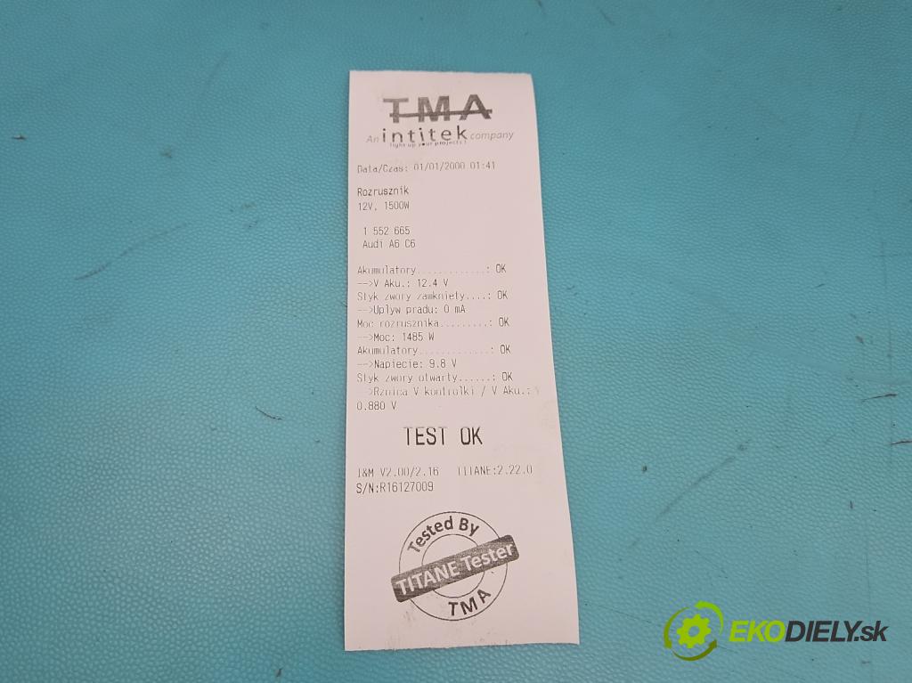 Audi A6 C6 2004-2011 3.0 tdi 232KM automatic 171 kW 2967 cm3 5- startér: 059911024 (Startér)