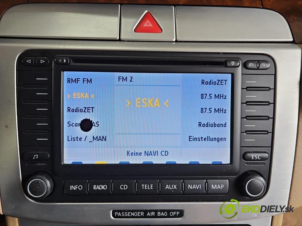 Vw Passat B6 2005-2010 2.0 FSI 150 HP manual 110 kW 1984 cm3 4- Radio originál 1T0035194C