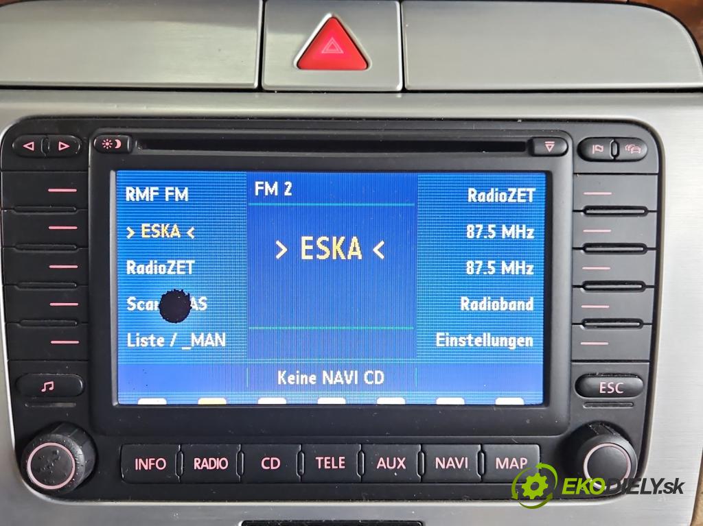 Vw Passat B6 2005-2010 2.0 FSI 150 hp manual 110 kW 1984 cm3 4- Radio továrna: 1T0035194C