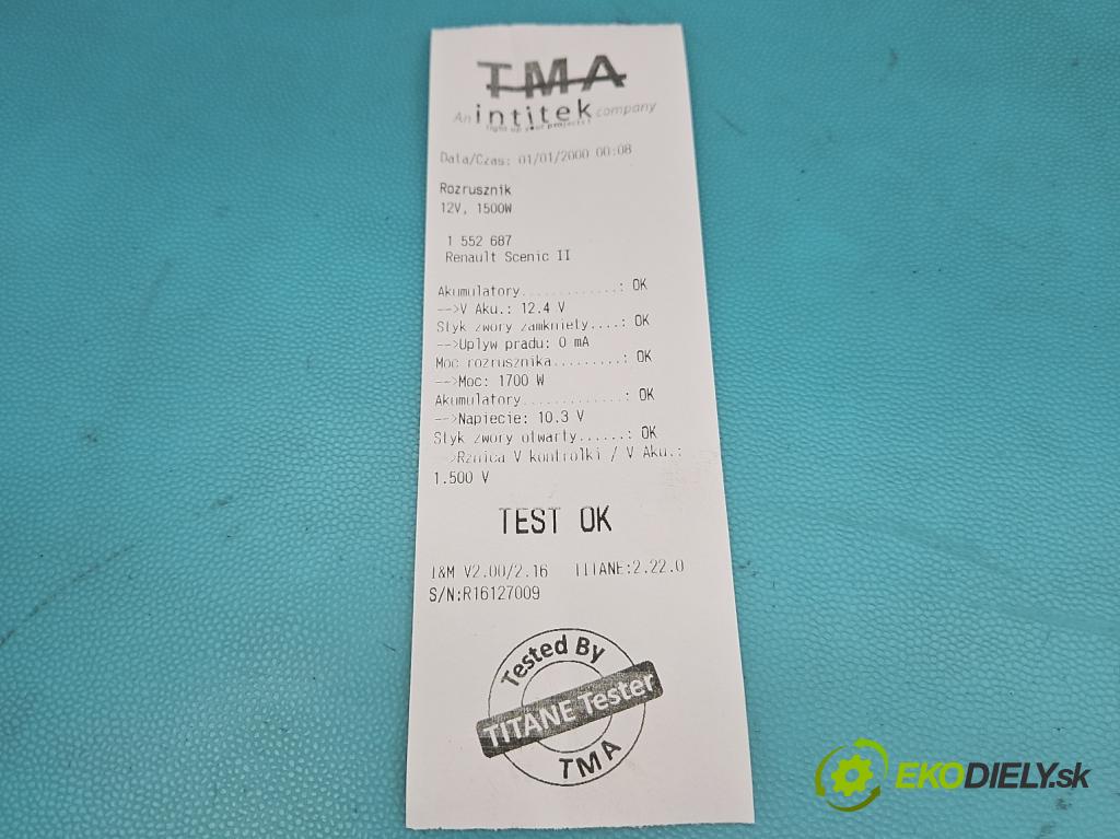 Renault Scenic II 2003-2009 1.9d 120 hp manual 88 kW 1870 cm3 5- startér: 8200331251 (Startér)