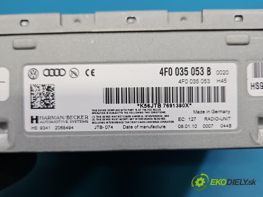 Audi A4 B8 2007-2015 2.0 tdi 136hp manual 100 kW 1968 cm3 4- Radio továrna: 4F0035053B