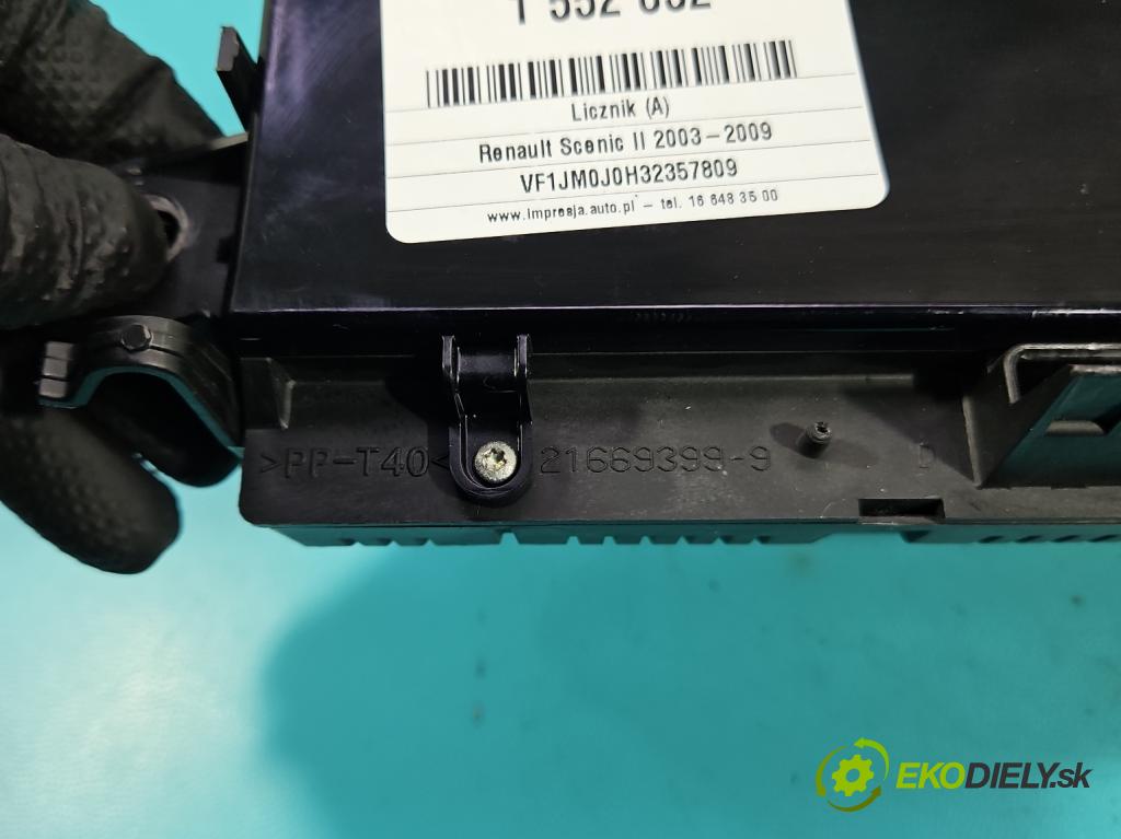 Renault Scenic II 2003-2009 1.6 16V 113 HP manual 83 kW 1598 cm3 5- prístrojovka/ budíky P8200365607E (Prístrojová doska)