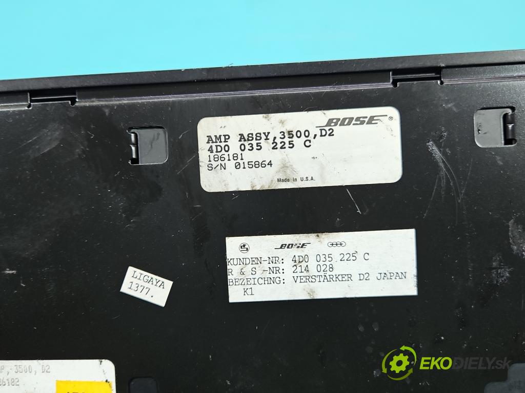 Audi A8 D2 1994-2002 3.7 V8 230 HP automatic 169 kW 3697 cm3 4- Zesilovač: 4D0035225C (Zosilňovač)