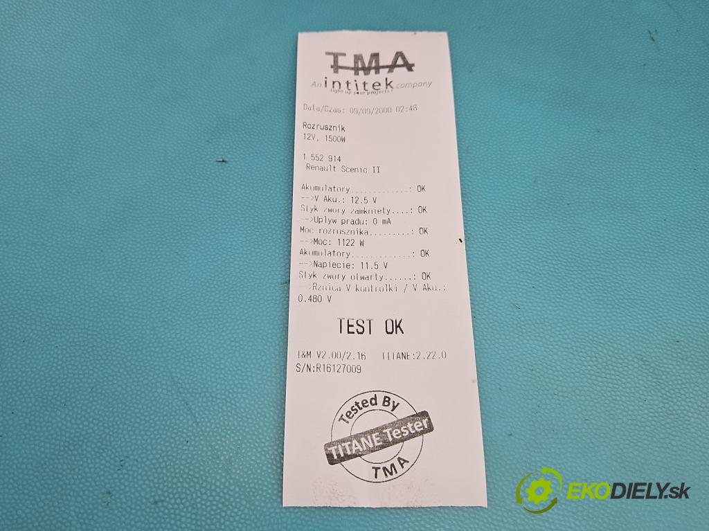 Renault Scenic II 2003-2009 1.6 16V 113 HP manual 83 kW 1598 cm3 5- štartér 8200266777B (Štartér)