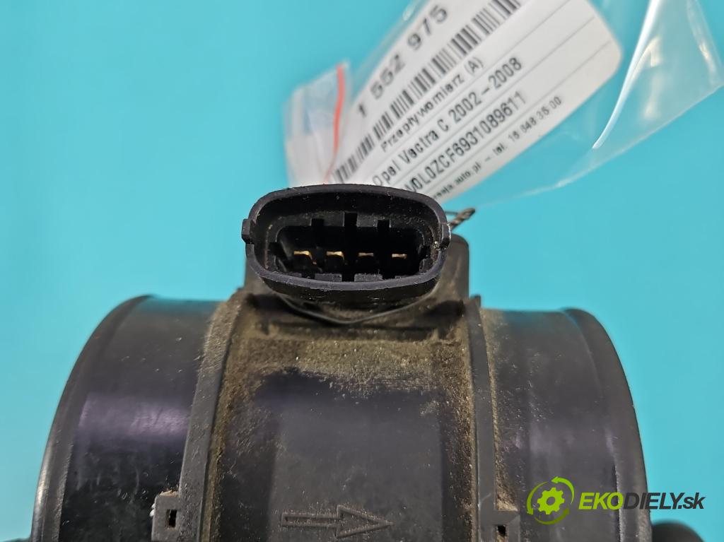 Opel Vectra C 2002-2008 1.8 16V 122 HP manual 90 kW 1796 cm3 4- průtokoměr: 5WK9606 (Váha vzduchu)