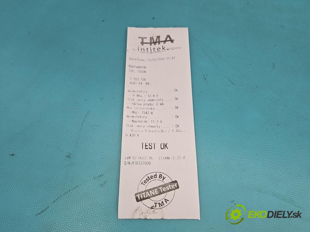 Audi A4 B9 2015-2024 2.0 TFSI 252KM automatic 185 kW 1984 cm3 4- štartér 06L911021 (Štartér)